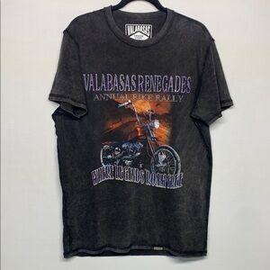 Valabasas Black Short Sleeve Tee with Vintage Motorcycle Graphic